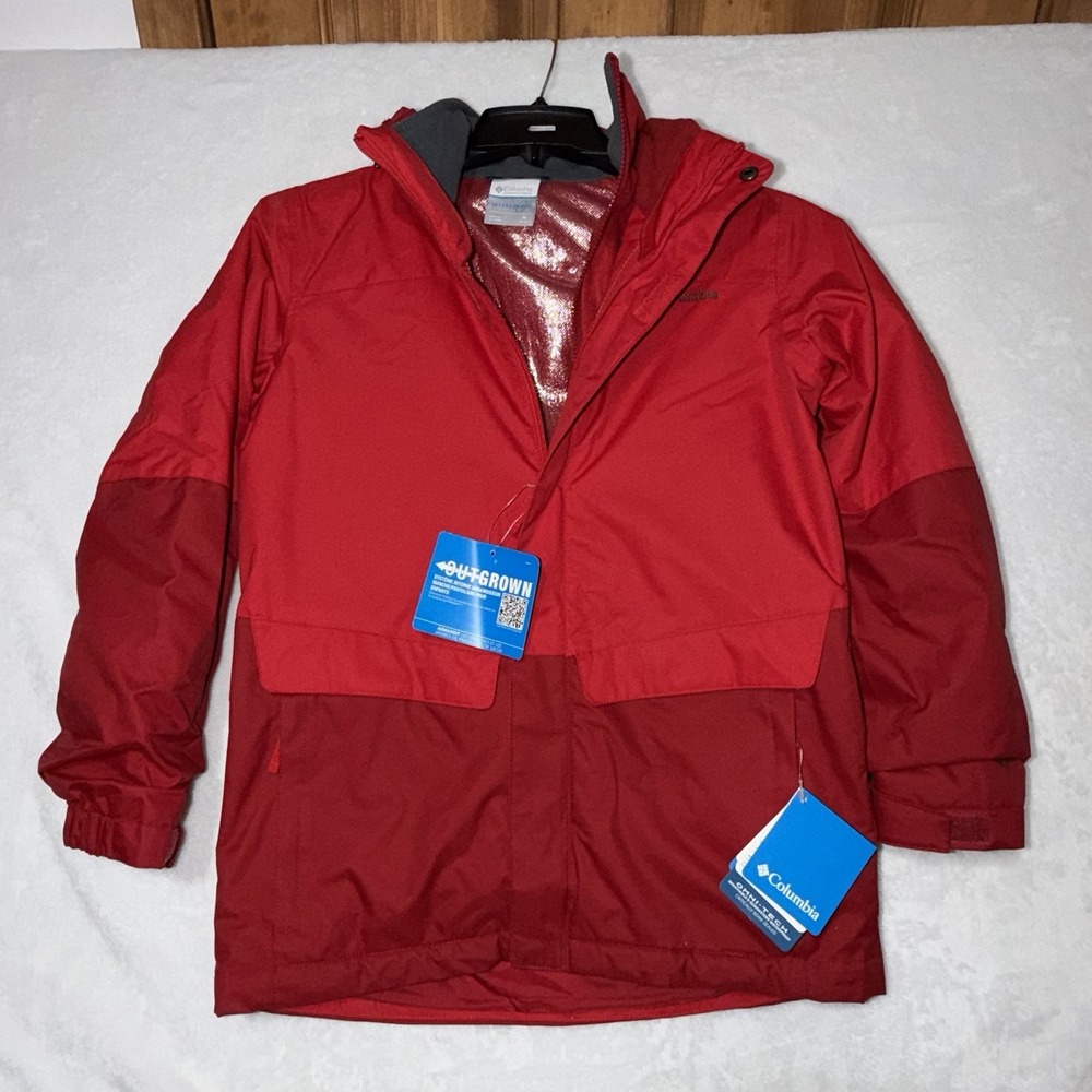 New Columbia Jacket Youth Medium Arctic Trip Red Interchange Waterproof Omnitech